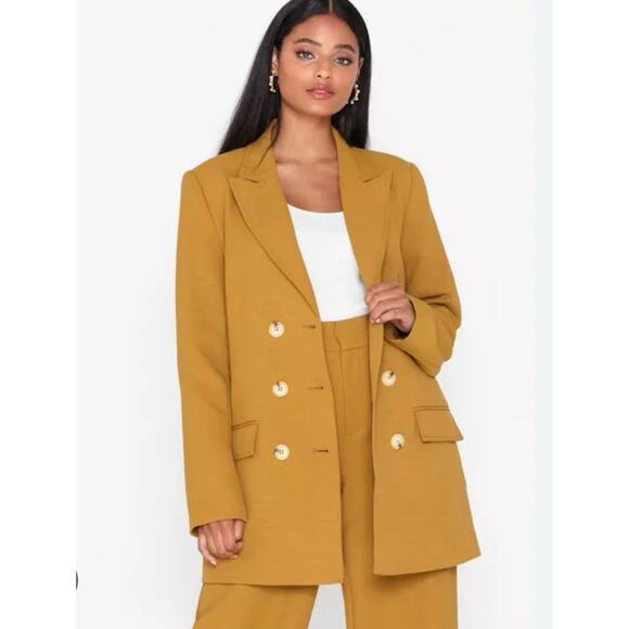 Gestuz Jackets & Blazers - Gestuz LizaGZ Double Breasted Blazer Boxy Fit Relaxed Sz 36Small Mustard Yellow